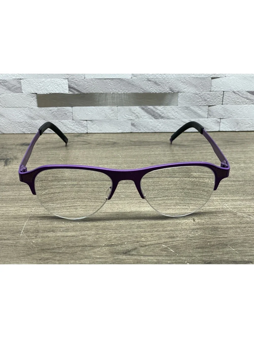 Entourage of 7 ‘Riverside’ 52[]18-140 Purple Titanium Eyeglasses Half Rim Frames